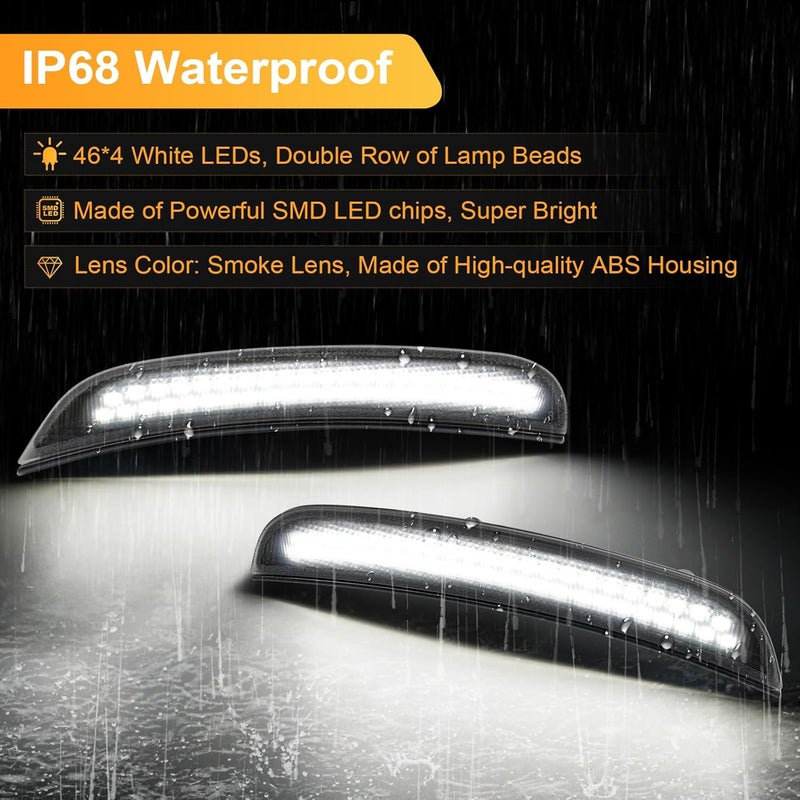 BORDAN LED Side Marker Lights Compatible with Dodge Charger 2015-2023, White Front & Rear Bumper Marker Lamps Smoked Len for Dodge Charger 2015 2016 2017 2018 2019 2020 2021 2022 2023, 4PCS - Image 3